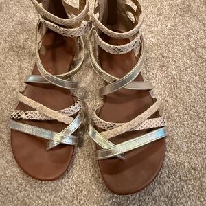 SO Women's Strappy Sandals - Silver and Brown